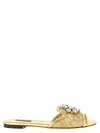 Dolce & Gabbana Rainbow Slides In Gold Lurex Lace With Brooch In Gold