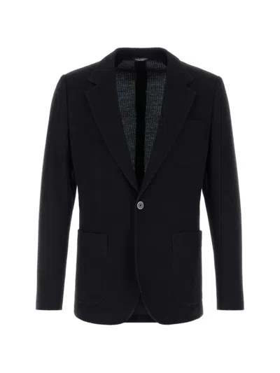 Dolce & Gabbana Taormina Single-breasted Jersey Jacket Clothing In Blue