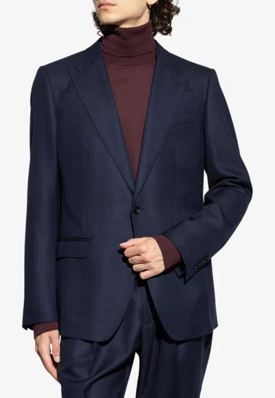Dolce & Gabbana Taormina Single-breasted Wool Jacket In Blue