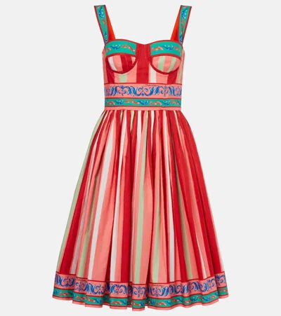 Dolce & Gabbana Striped Gathered Cotton Bustier Dress