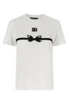 Dolce & Gabbana Embroidered Bow Detail Jersey T-shirt In White