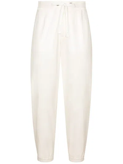 Dolce & Gabbana Tapered Cotton Track Pants In White
