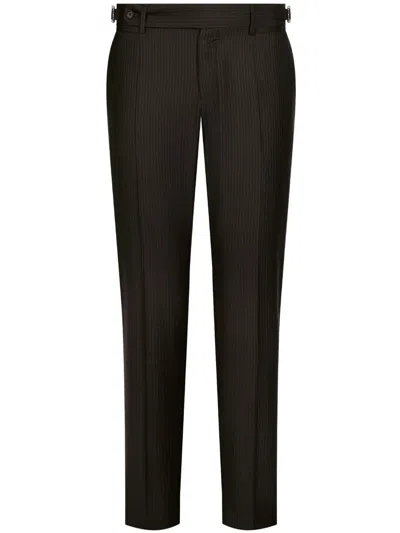 Dolce & Gabbana Tapered-leg Pinstripe-pattern Trousers In Black