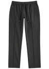 Dolce & Gabbana Virgin Wool Trouser With Drawstring In Dark Grey