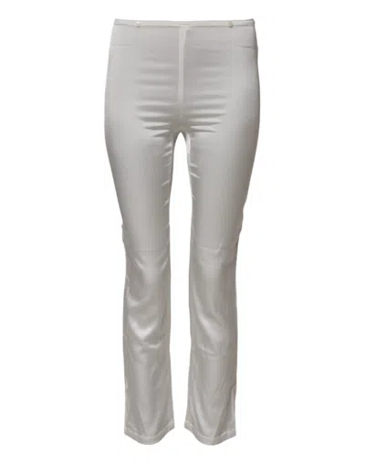 Dolce & Gabbana Silk Tapered High-waist Trousers In White