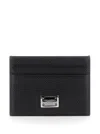 Dolce & Gabbana Black Dauphine Calfskin Card Holder In Black