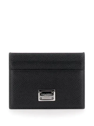 Dolce & Gabbana Black Card Holder With Logo Plaque On The Front In 80999