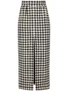 Dolce & Gabbana Houndstooth Wool And Cotton-blend Tweed Midi Skirt In Black