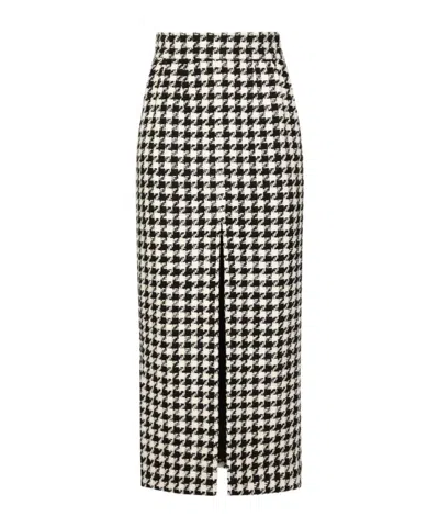 DOLCE & GABBANA DOLCE  GABBANA HOUNDSTOOTH PRINTED MIDI SKIRT