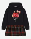 Dolce & Gabbana Blue Dress For Girl With Tulip And Logo In Multicolor