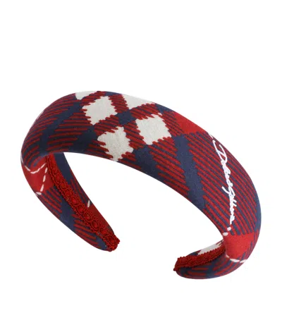 Dolce & Gabbana Kids' Tartan Logo Headband In Red