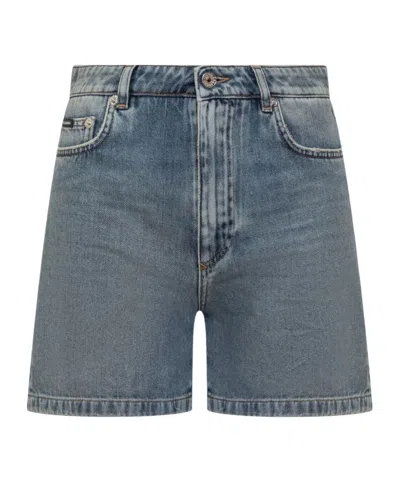 DOLCE & GABBANA DOLCE  GABBANA LOGO PLAQUE DENIM SHORTS
