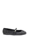 Dolce & Gabbana Black Ballerinas With Metallic Logo And Strap In Leather Woman In Multicolor