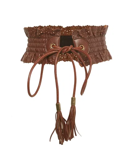 Pre-owned Dolce & Gabbana Tassel Leather Belt In Brown