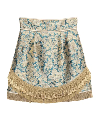 Dolce & Gabbana Tassel Spliced Bohemian Mini Skirt In Multi
