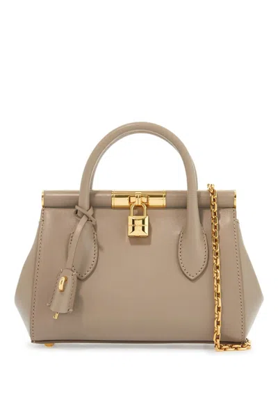 Dolce & Gabbana Taupe Leather Handbag With Lock In Beige