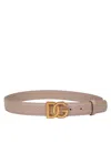 Dolce & Gabbana Taupe Plonge Leather Belt In Pink