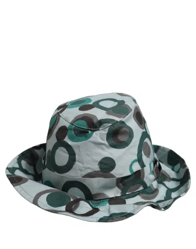 Dolce & Gabbana Teal Cotton Big Polka Dot Pattern Bucket Women's Hat