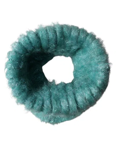 Dolce & Gabbana Teal Mohair Wool Knitted Wrap Shawl 62cm X 32.5cm Scarf In Green