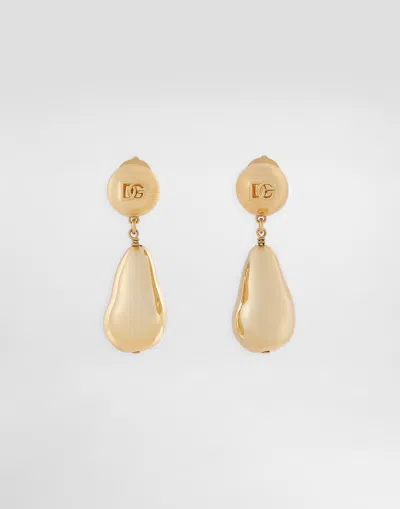 Dolce & Gabbana Teardrop Earrings With Dg Logo In ゴールド