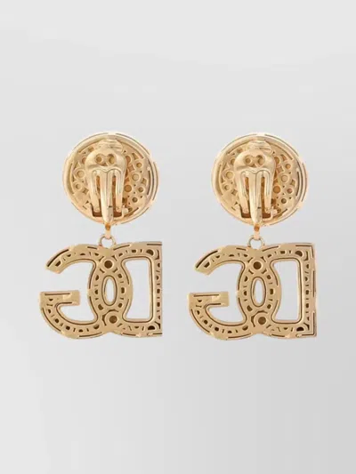 Dolce & Gabbana Teardrop Hammer Effect Clip Earrings With Pearls In Neutrals