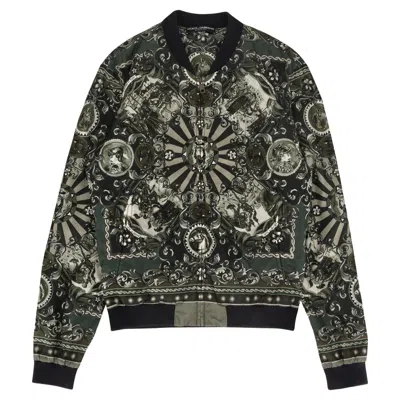 Pre-owned Dolce & Gabbana Teatro Dei Pupi Print Bomber Jacket In Black