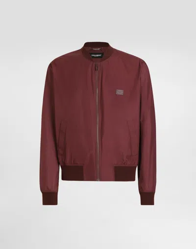 Dolce & Gabbana Technical Fabric Bomber Jacket With Tag In Bordeaux
