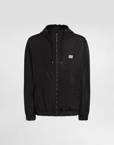 DOLCE & GABBANA TECHNICAL FABRIC JACKET WITH HOOD AND TAG