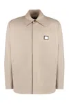 Dolce & Gabbana Collared Technical Fabric Overshirt With Front Pockets In Neutral