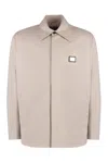Dolce & Gabbana Collared Technical Fabric Overshirt With Front Pockets In Beige