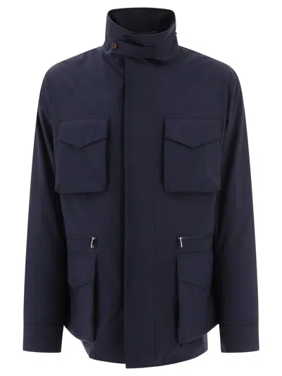 Dolce & Gabbana Technical Fabric Safari Jacket Jackets And Coats In Blue