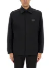 Dolce & Gabbana Men Technical Fabric Shirt With Plaque In Black