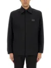 Dolce & Gabbana Men Technical Fabric Shirt With Plaque In Black