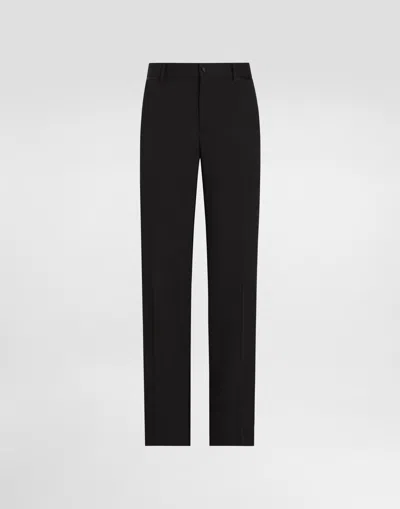 Dolce & Gabbana Technical Gabardine Tuxedo Pants In Nero