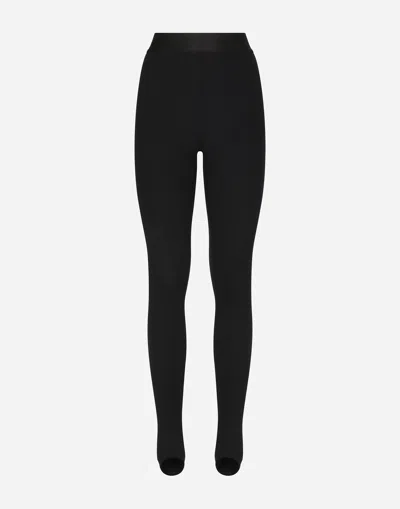 DOLCE & GABBANA TECHNICAL JERSEY LEGGINGS WITH BRANDED ELASTIC