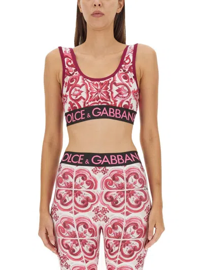 Dolce & Gabbana Technical Jersey Top In Fuchsia