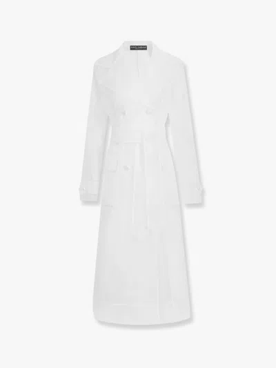 DOLCE & GABBANA TECHNICAL ORGANZA TRENCH COAT WITH GEORGETTE TRIMS