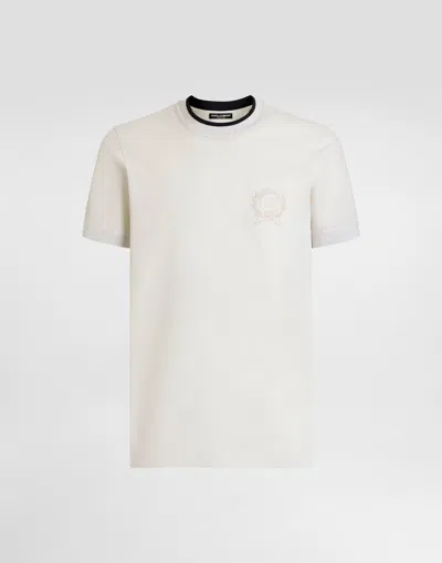 DOLCE & GABBANA TECHNICAL PIQUÉ T-SHIRT WITH EMBROIDERY