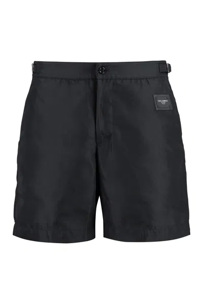 Dolce & Gabbana Techno Nylon Swim Shorts In Black