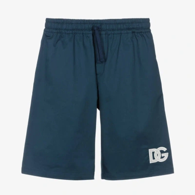 Dolce & Gabbana Teen Boys Blue Cotton Crossover Dg Shorts
