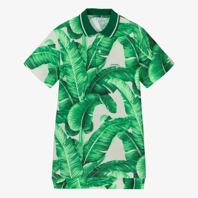 Dolce & Gabbana Teen Boys Green Cotton Leaf Polo Shirt