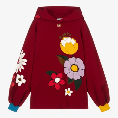 Dolce & Gabbana Teen Girls Red Flowers Hoodie