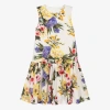 DOLCE & GABBANA TEEN GIRLS WHITE COTTON FLORAL DRESS