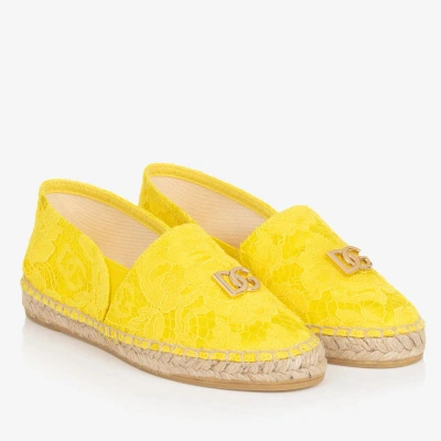 Dolce & Gabbana Teen Girls Yellow Lace Dg Espadrilles