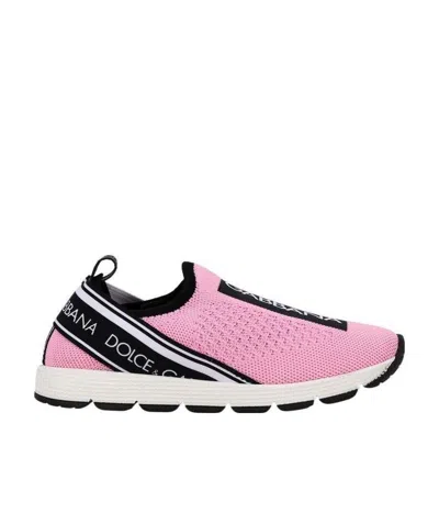 Dolce & Gabbana Teen Logo Print Sneakers In Pink