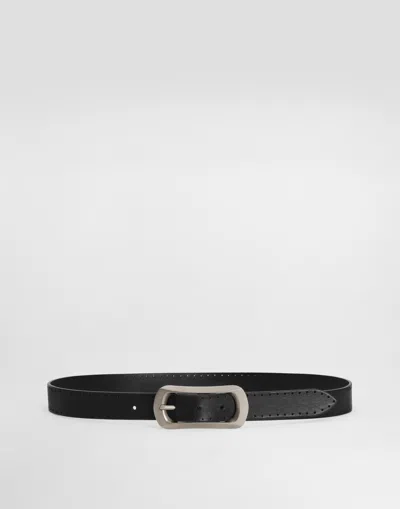 Dolce & Gabbana Tempesta Stitch-detail Buckle Belt In Black