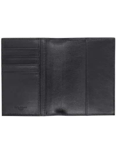 Dolce & Gabbana Tempesta Calfskin Passport Holder For Men In Black