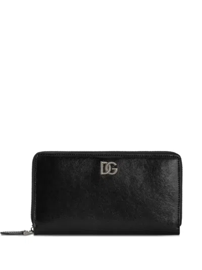Dolce & Gabbana Tempesta Calfskin Wallet In Black