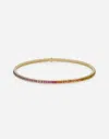 Dolce & Gabbana Tennis Necklace In Yellow Gold 18kt And Multicolor Sapphires In Gold