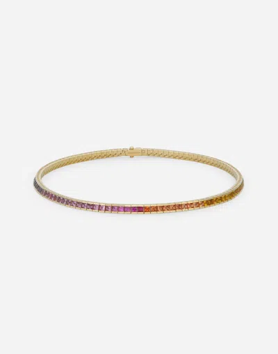 Dolce & Gabbana Tennis Necklace In Yellow Gold 18kt And Multicolor Sapphires